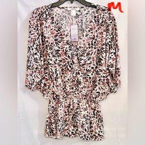 Stylish Women's Floral Blouse - Pink and Black